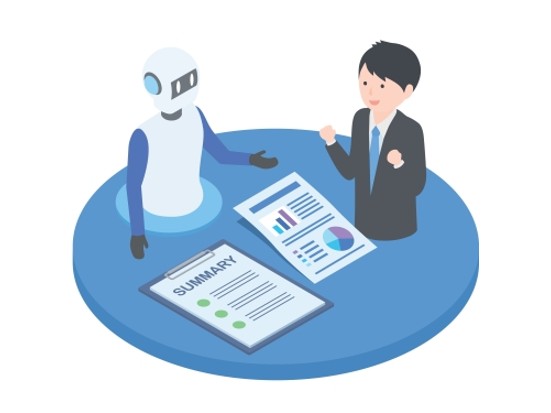 要約してもらって喜んでいる男性のイラスト